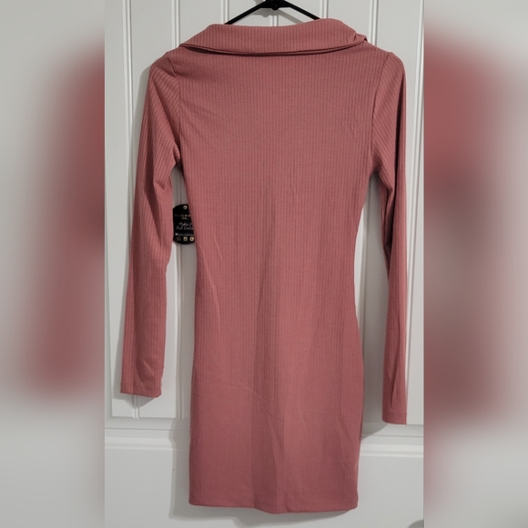 JOLIE AND JOY Juniors Long Sleeved Button Up Dress Color Mauve Size Small - Picture 2 of 3